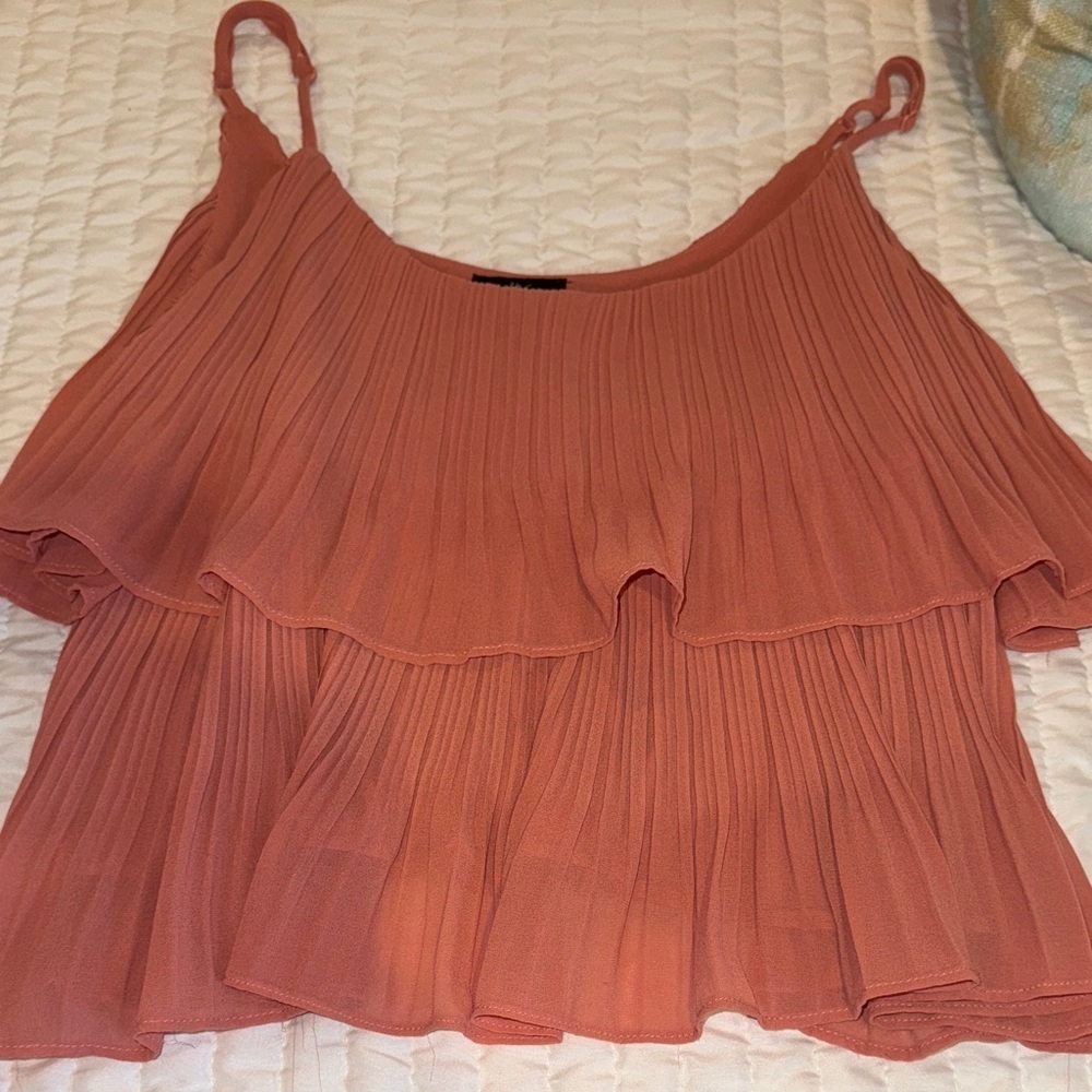 Women's Pleated Layered Top - apricot color